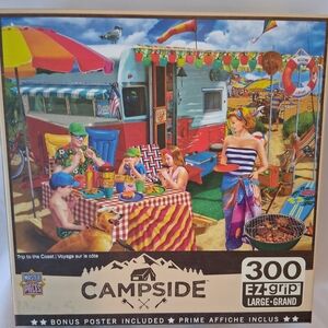 Masterpieces Campside "Trip To The Coast" 300 Pc Complete Summer Puzzle w/Poster